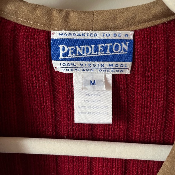 Vintage Pendleton 100% Wool with faux Vest Leather Buttons M - Picture 2 of 4